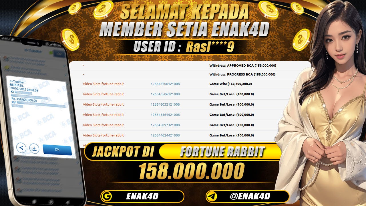 BUKTI KEMENANGAN 20 FEBUARI 2025 DI GAME FORTUNE RABBIT WD 158JT!