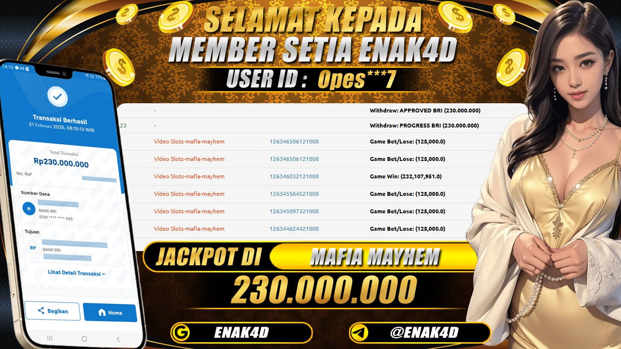 BUKTI KEMENANGAN 21 FEBUARI 2025 DI GAME MAFIA MAYHEM WD 230JT!