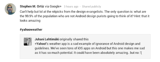 Yahoo! Weather app — a followup. Yesterday, I wrote an article