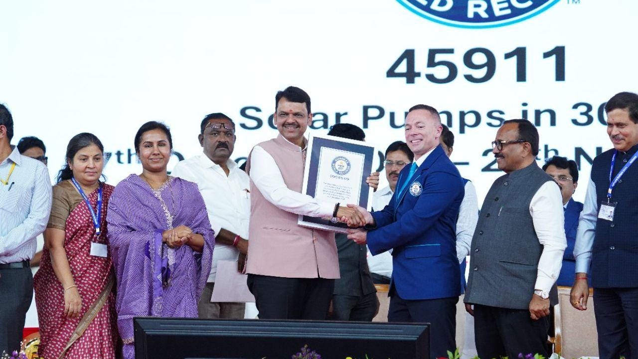 Maharashtra: MSEDCL sets Guinness world record with 45,911 solar agricultural pumps in 30 days