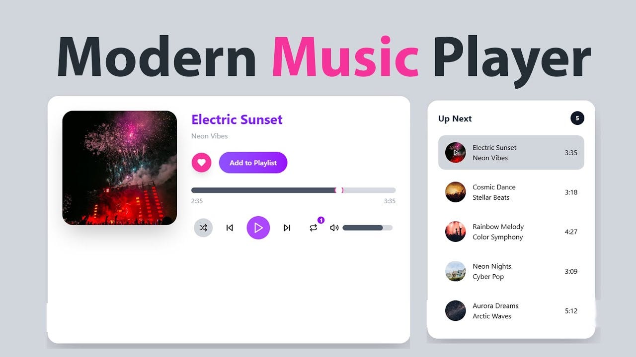 Build a Modern Music Player in React JS and Tailwind CSS