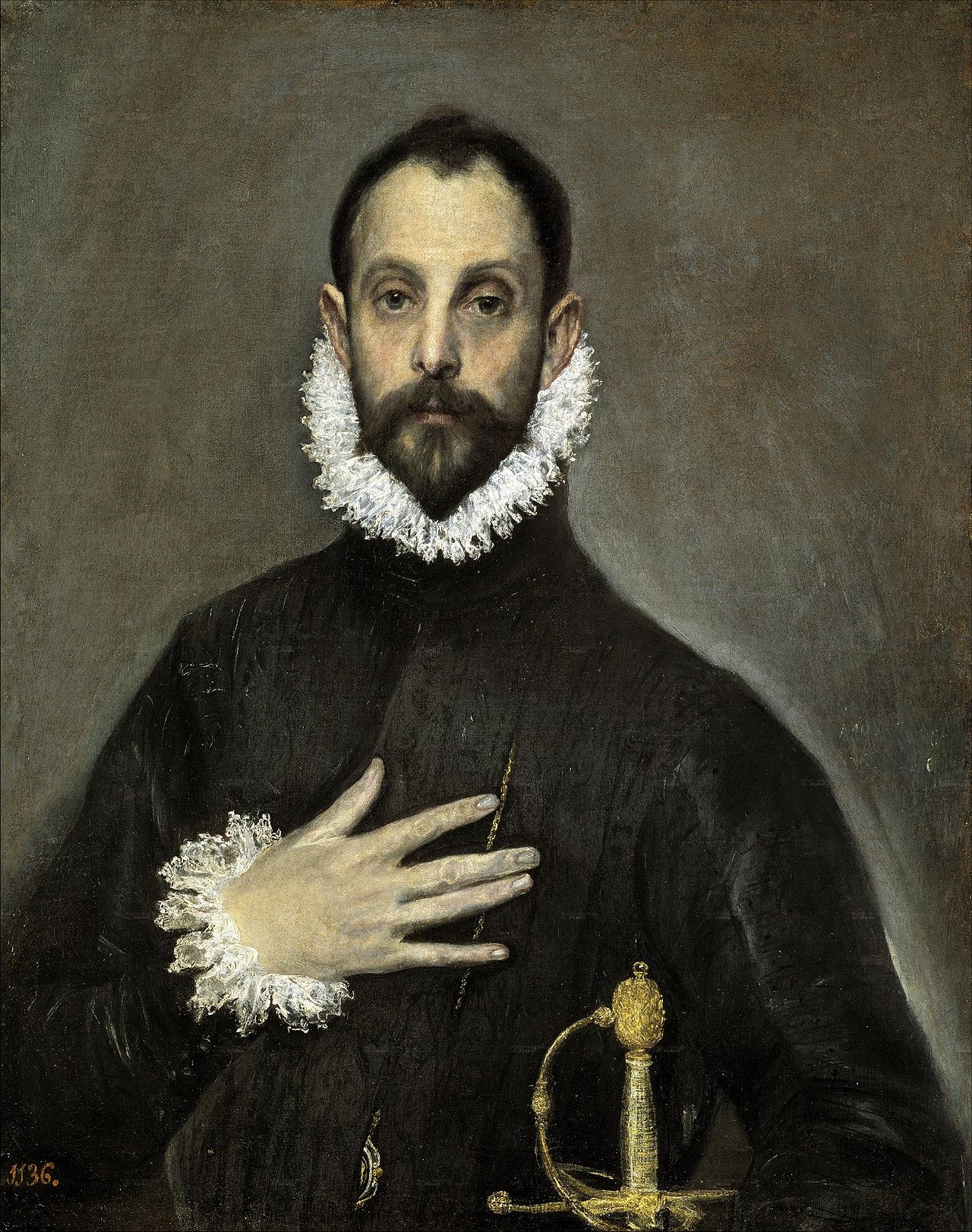 El caballero de la mano en el pecho, El Greco, c.1580. Fuente: Wikipedia