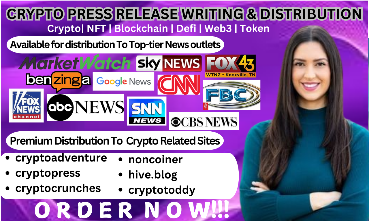 I will do crypto press release distribution, crypto press release writing on crypto site