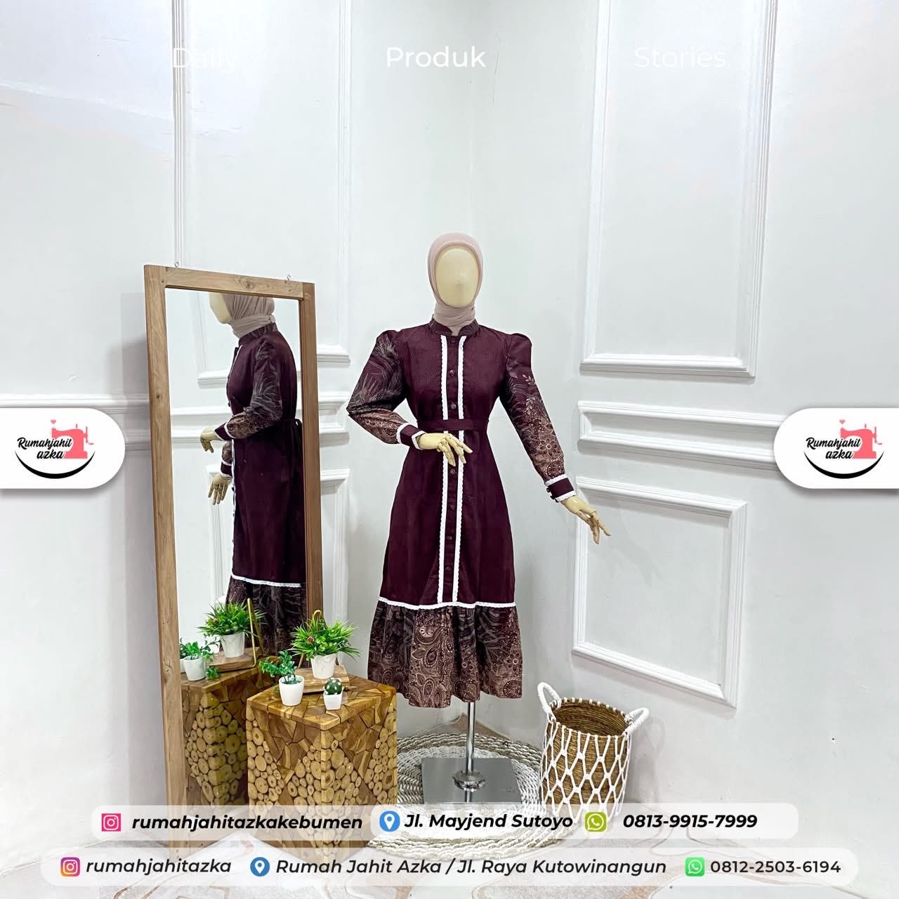 Gamis Batik Kombinasi Renda Cantik Rumah Jahit Azka