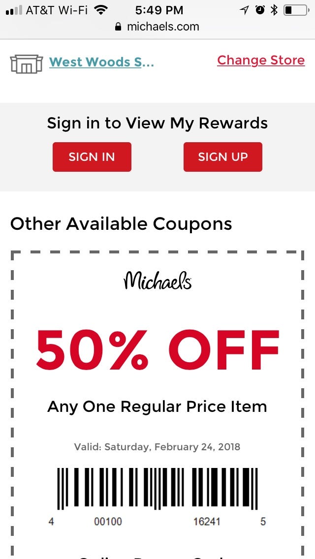 Print Michaels Coupons