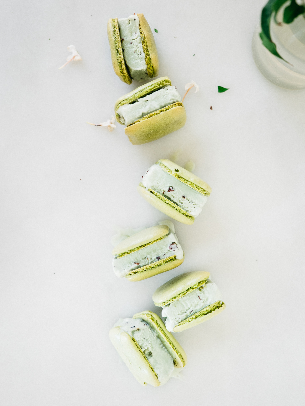 Matcha Jasmine Macaron Ice Cream Sandwiches