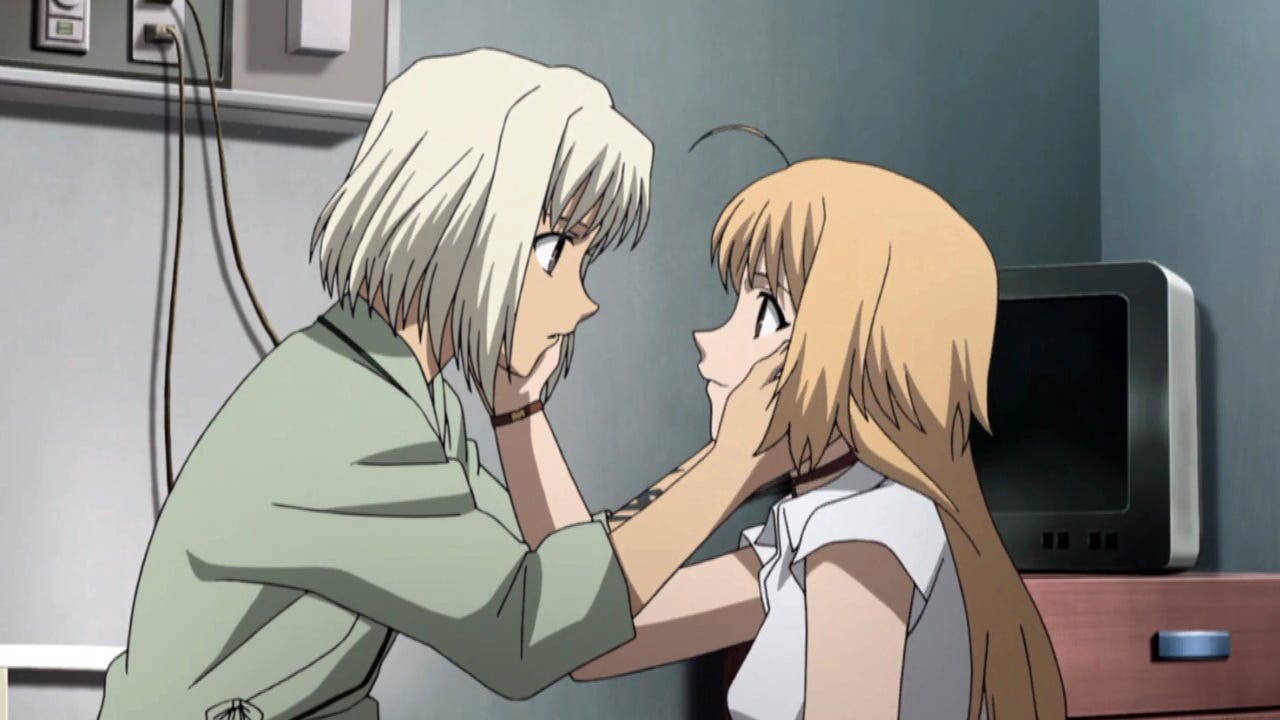 CANAAN (2009) — Canaan and Maria, Episode 8. Screenshot for criticism and commentary. © 2009 P.A. Works / Project CANAAN. Stream on HIDIVE