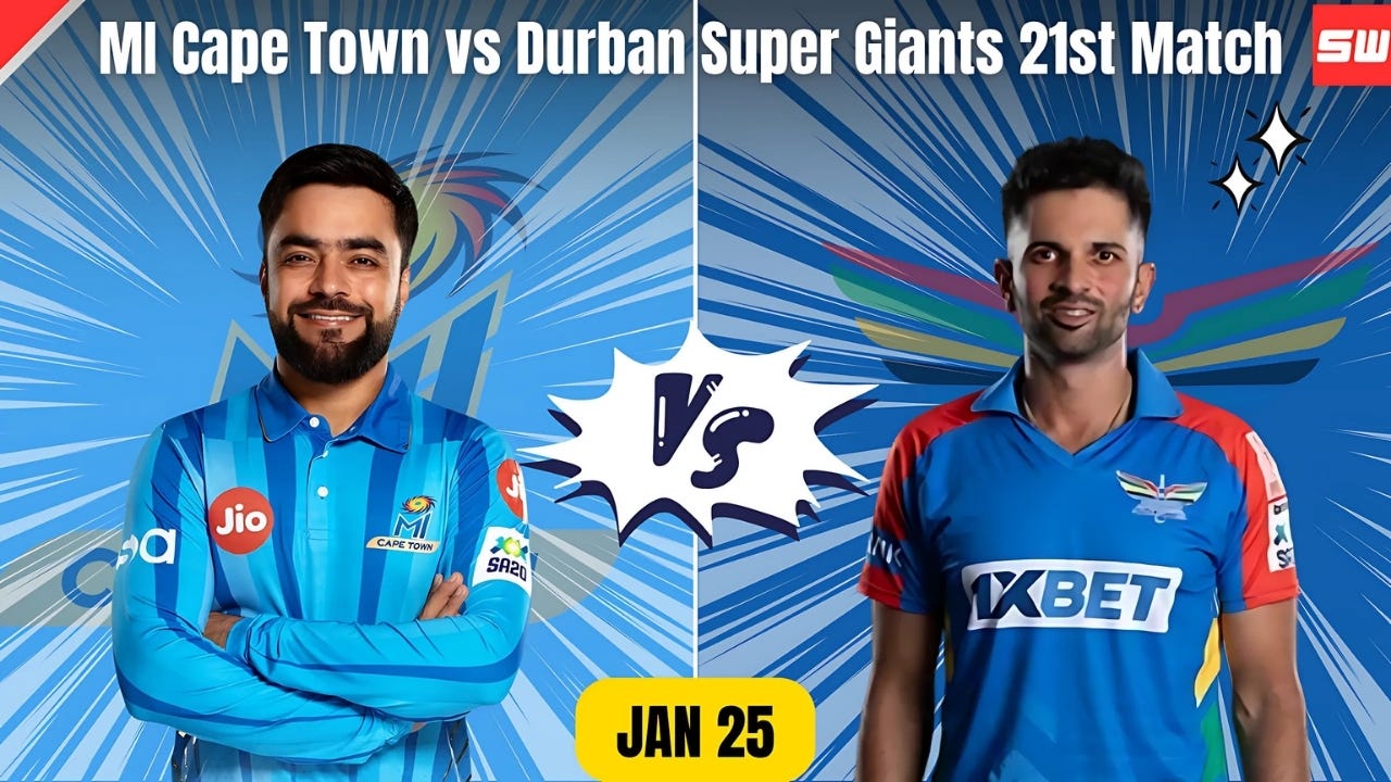 MI Cape Town vs Durban Super Giants, SA20 21st Match Detailed Prediction: All You Need to Know