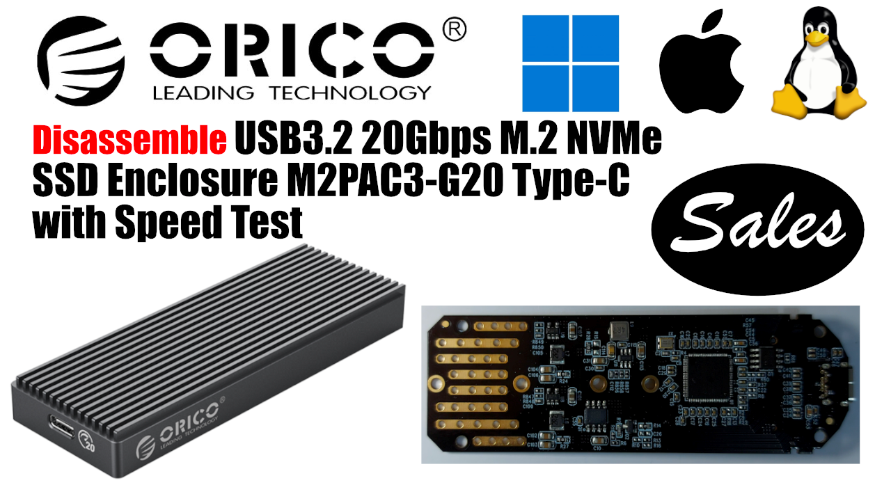 ORICO USB3.2 20Gbps M.2 SSD Enclosure M2PAC3 G20 Type C with Speed Test