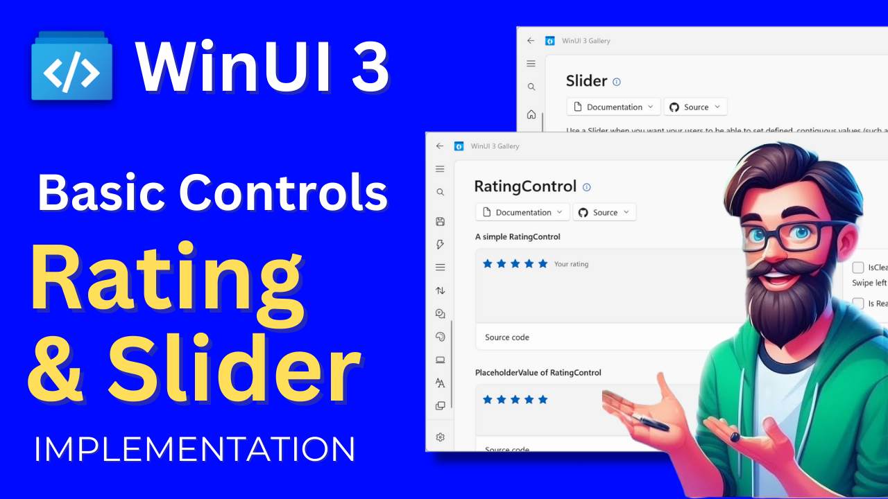 Windows UI 3: Controls in WinUI 3 | Basic Inputs -Rating & Slider | WinUI 3 Gallery