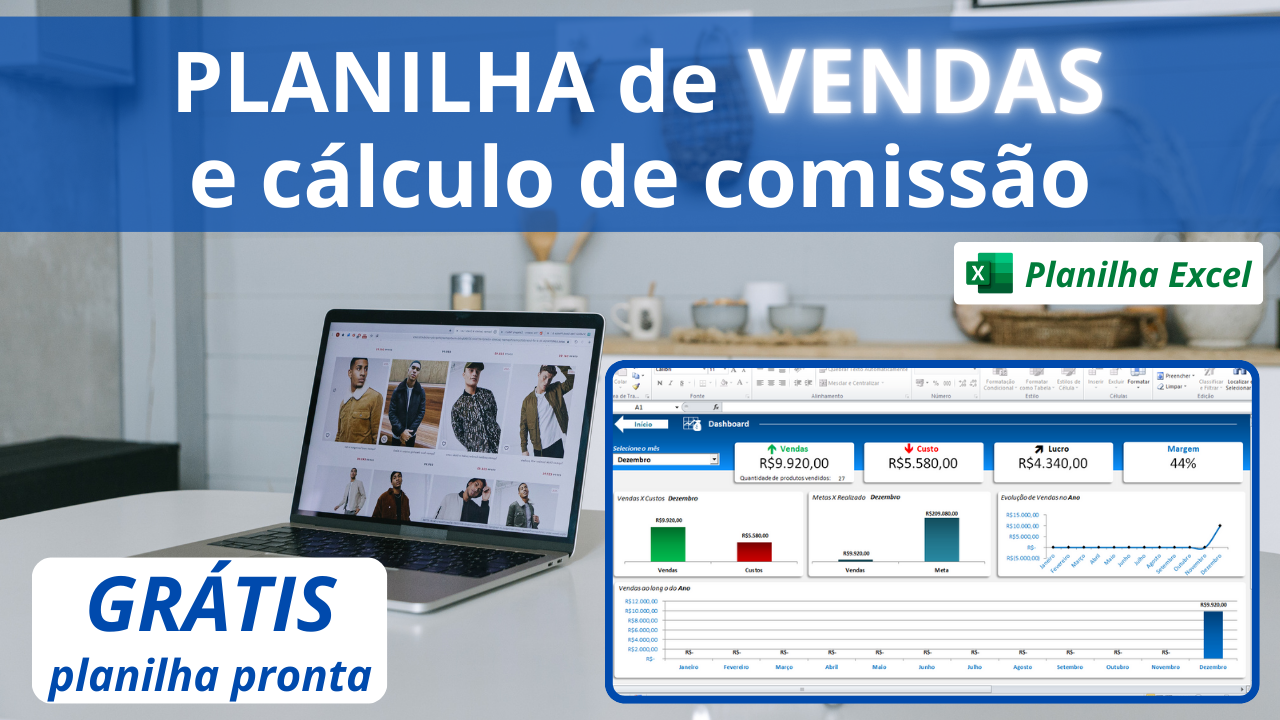 📌[GRÁTIS] Planilha de VENDAS no Excel com Tabela de Comissão de Vendas