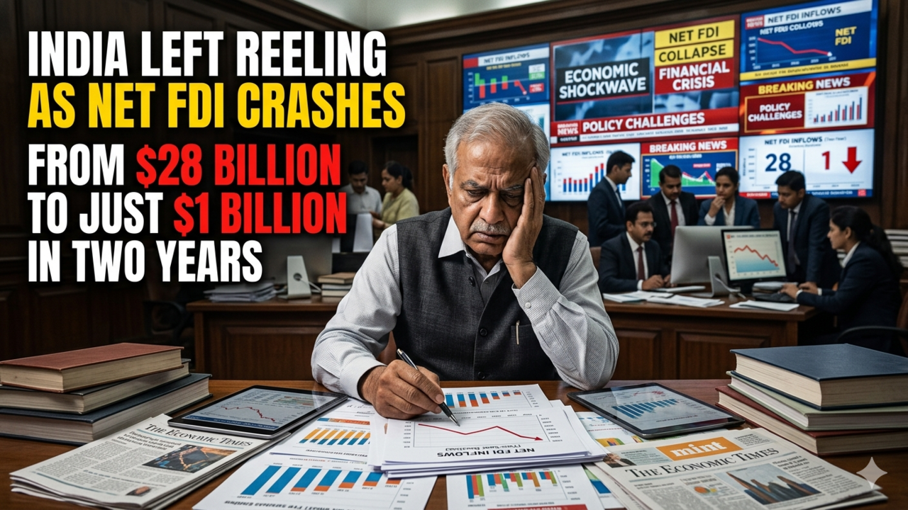 India Left Reeling as Net FDI Crashes from $28 Billion to Just $1 Billion in Two Years