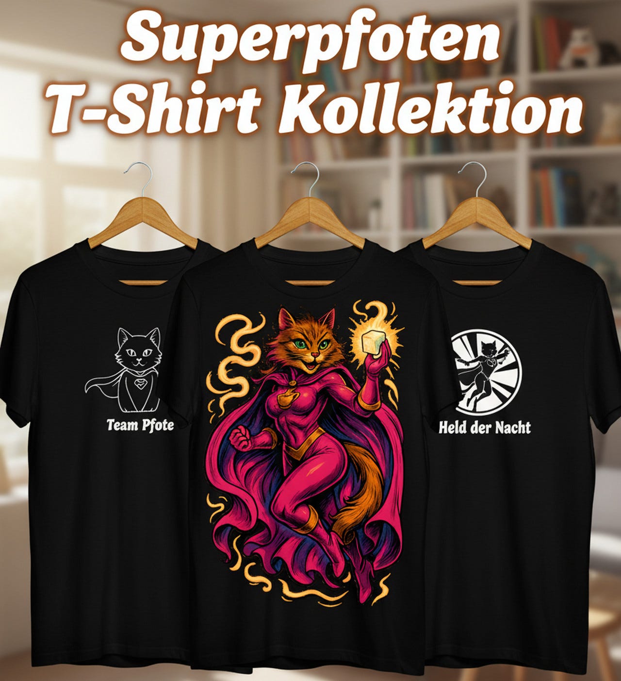 Superpfoten T-Shirts von KaffeeMiau: Für Katzen & Kaffee-Fans