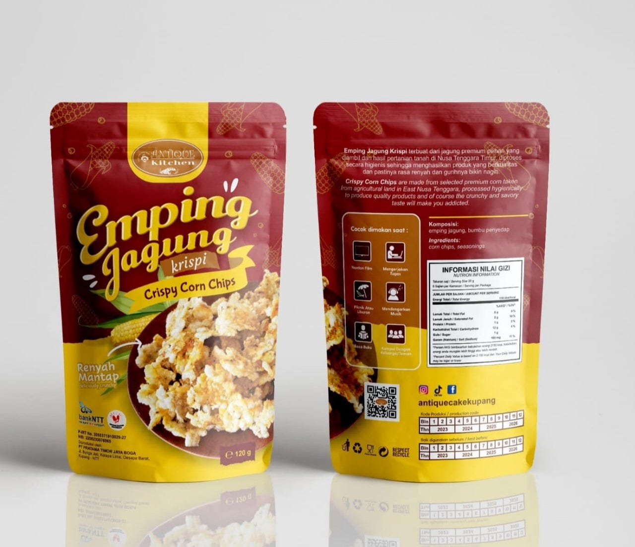 Emping jagung antique kitchen. cemilan tradisional yang mendukung perekonomian lokal.