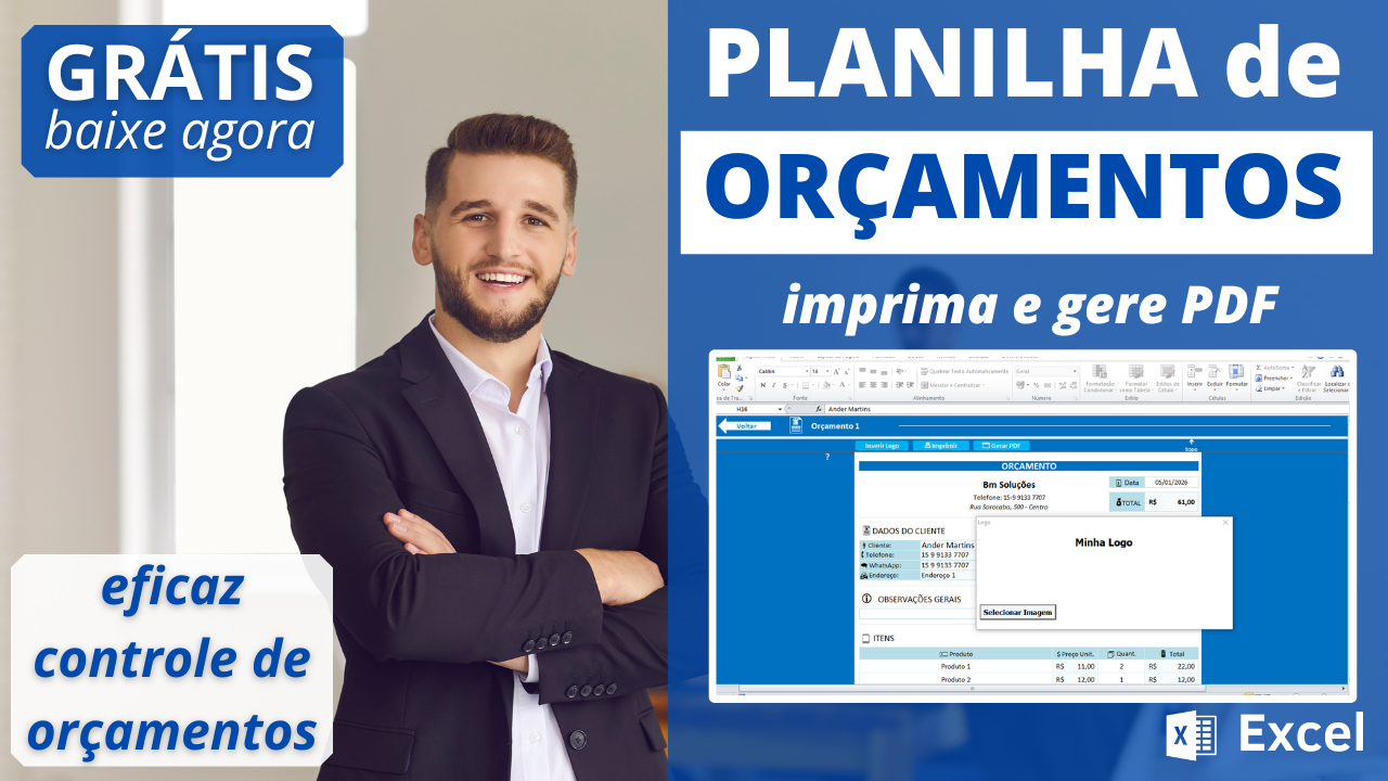 💻Planilha Grátis de Orçamento para Clientes Excel — Imprimir e Gerar PDF
