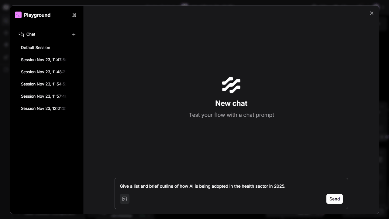 Using the Langflow template to chat about medical AI