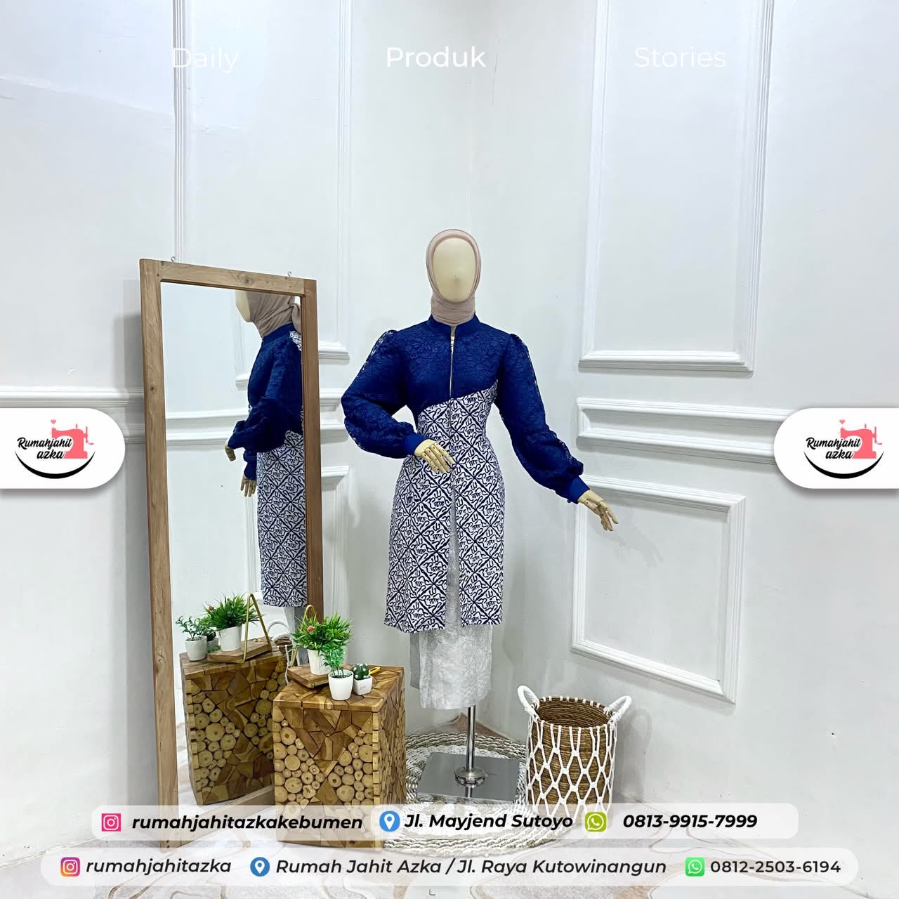 Tunik Brokat Kombinasi Batik Custom by Rumah Jahit Azka