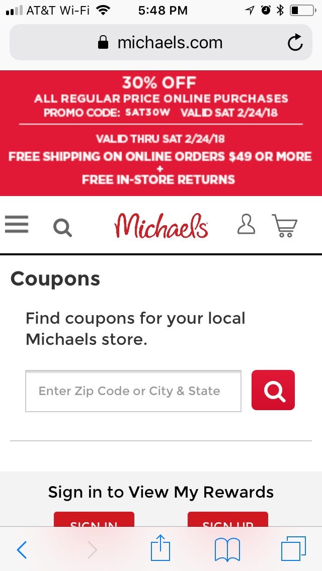 The Subtle Difference between Coupons at Michaels and Hobby Lobby, by  Laurel Sch, UXDI 11 ATX