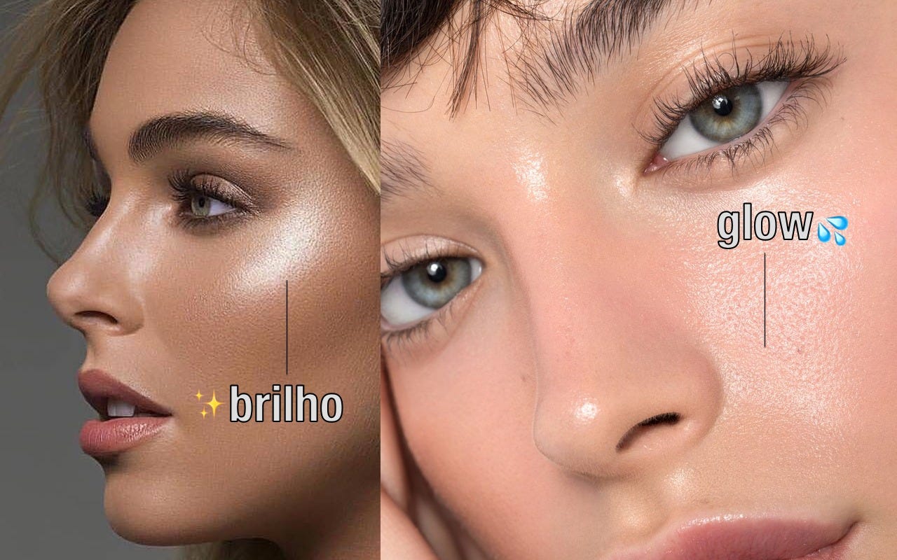 Diferença entre brilho e glow na maquiagem! ✨💦