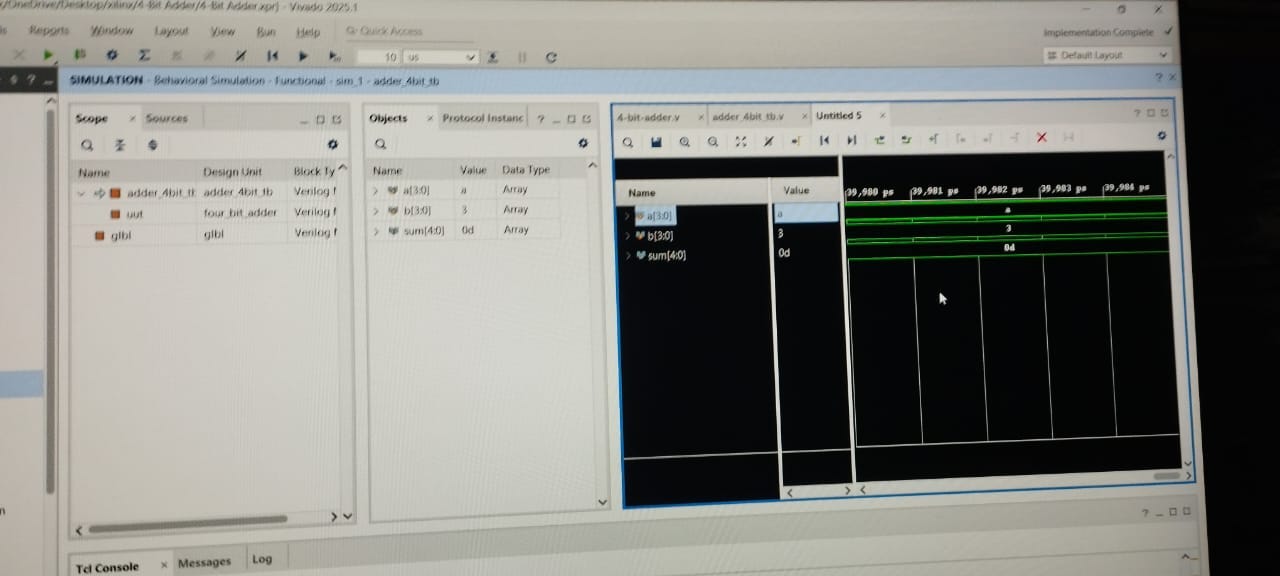 Building a 4-Bit Adder in Verilog Using Xilinx Vivado