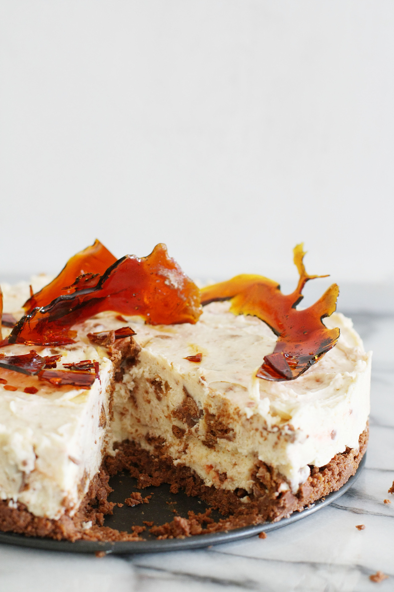 No Bake Caramel Tim Tam Cheesecake with Toffee