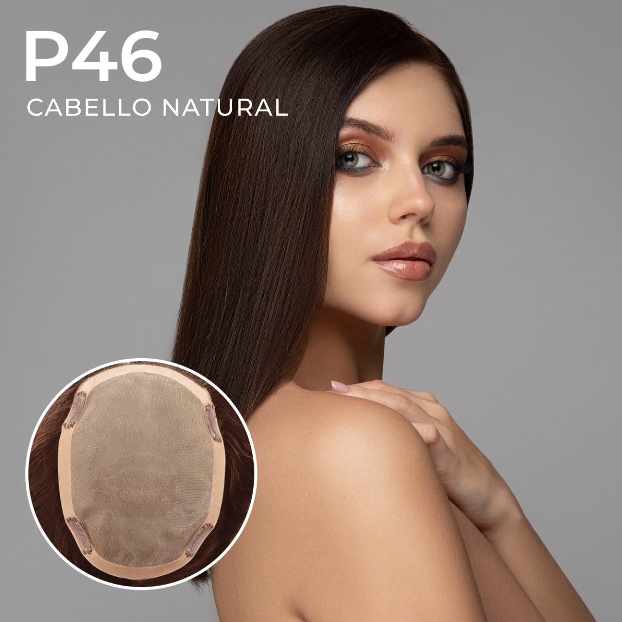 P46 Prótesis capilar para dama con Monofilamento de Seda y cabello humano Remy