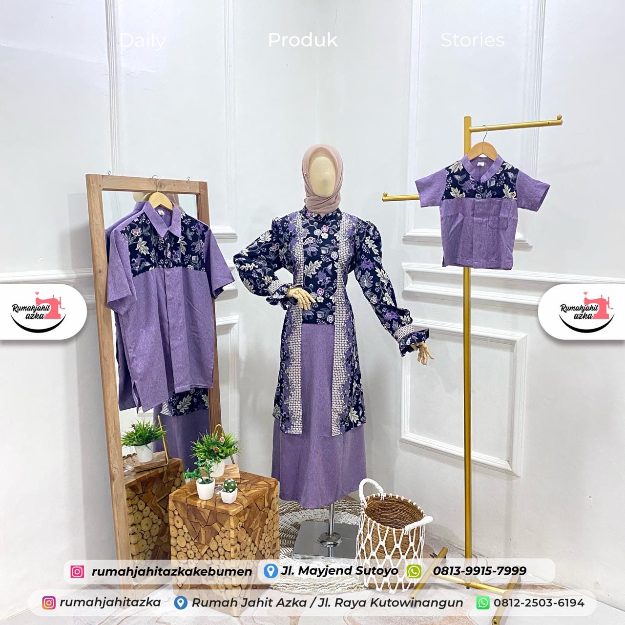 Baju Sarimbit Keluarga Batik Kombinasi by Rumah Jahit Azka