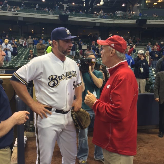 Cameron Yelich Throws Ceremonial First Pitch, by Caitlin Moyer