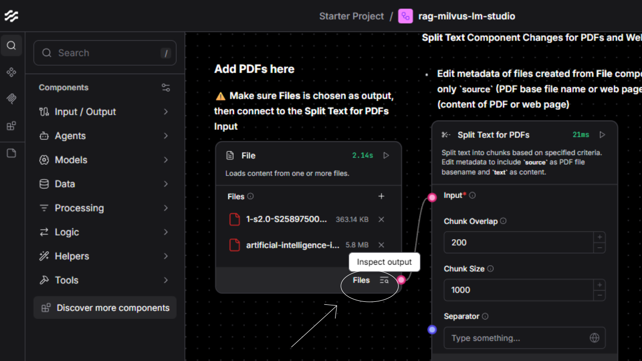 Inspect Output for the File component