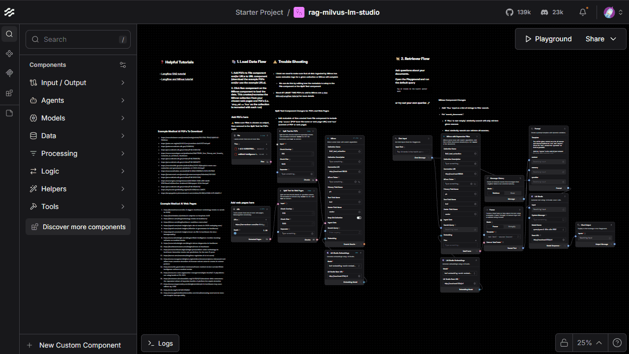 Adding documents to Milvus in Langflow