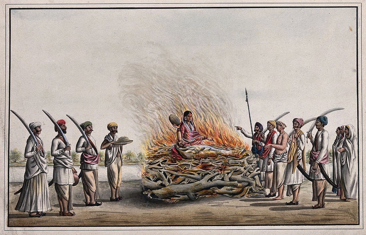 A picture of Sati practice | Image Source: Wikipedia