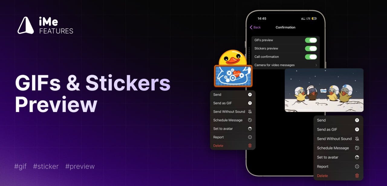 Preview GIFs and Stickers in iMe