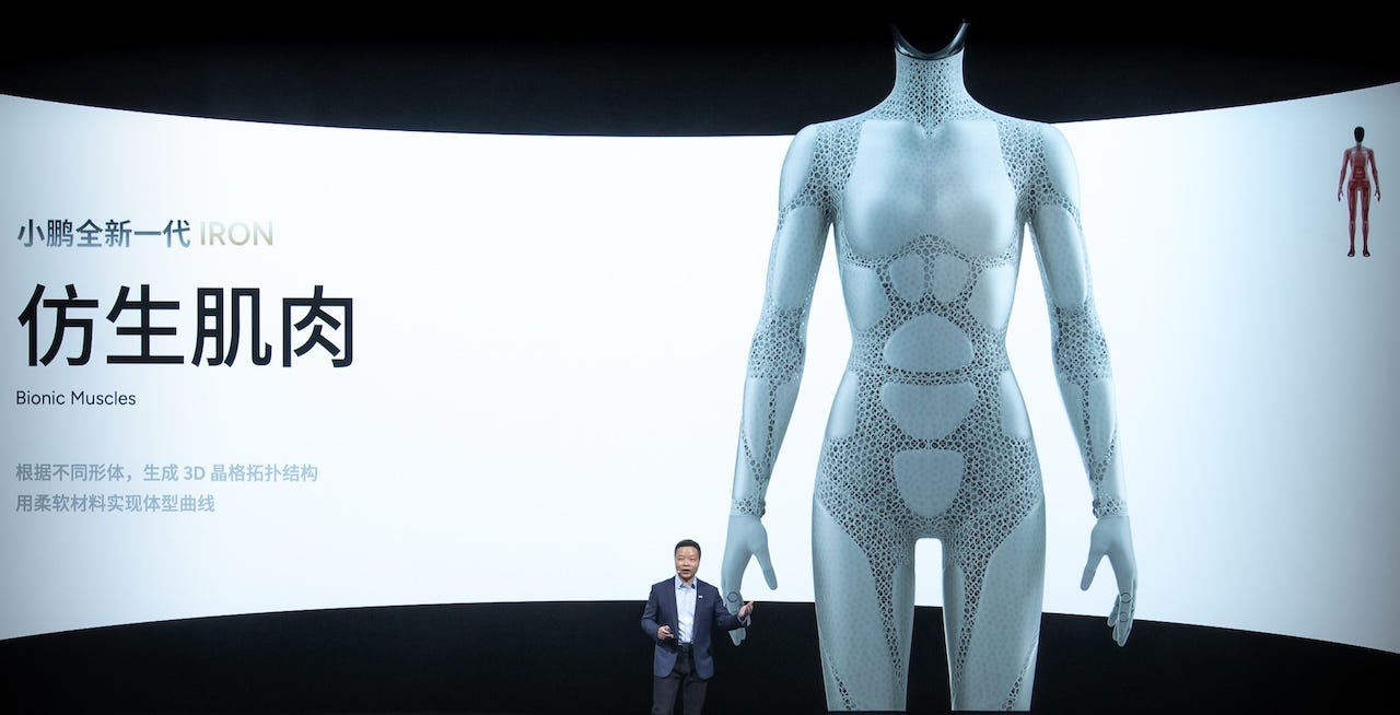A representation of the bionic muscles that will cover the IRON robot’s body. // Source: Xpeng