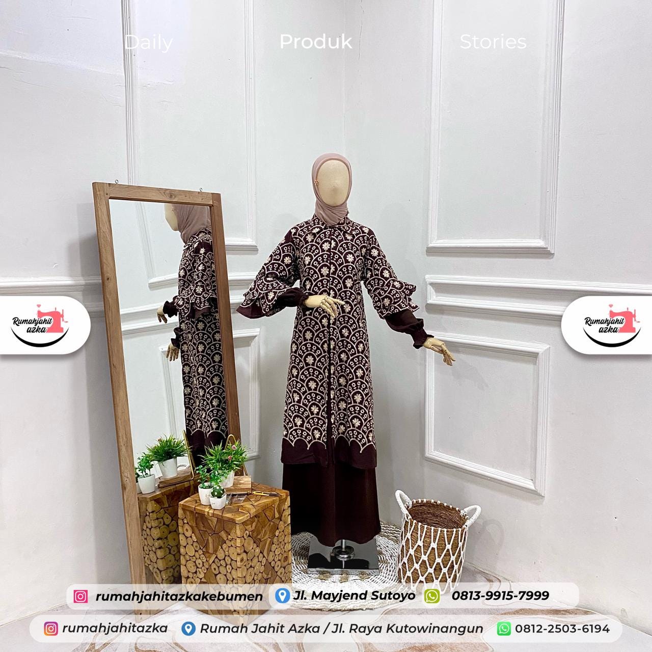 Set Gamis Katun Bordir Premium Rumah Jahit Azka