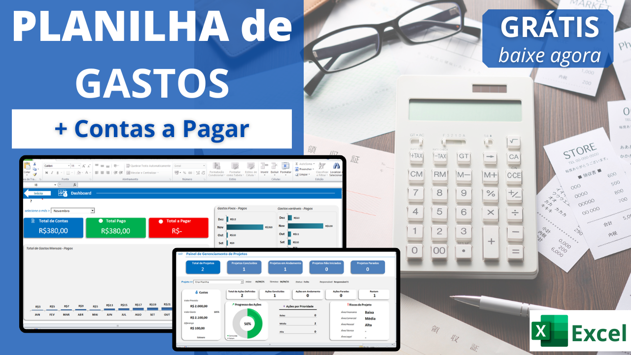 🔹[Grátis] Planilha de Gastos e Contas a Pagar — Controle Financeiro Excel {Planilha Gratuita}