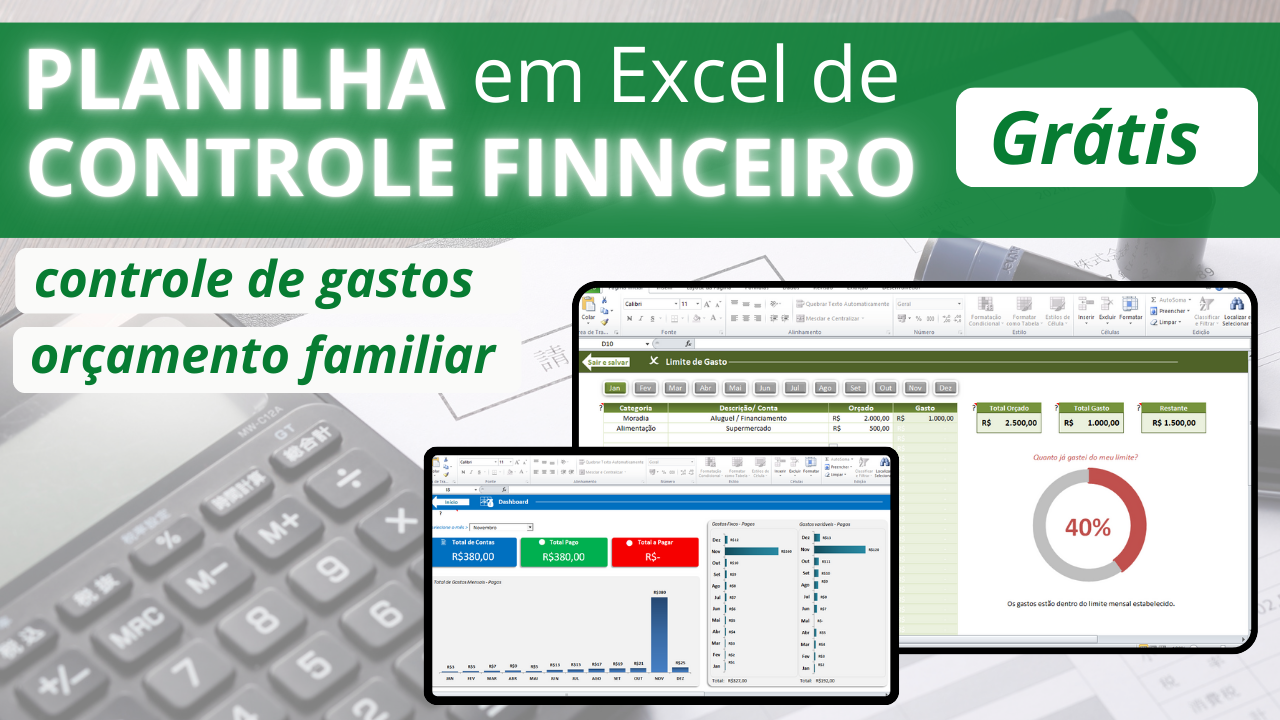 📊[Grátis] Planilha de Controle Financeiro Pessoal Excel — Controle de Gastos e Orçamento Familiar