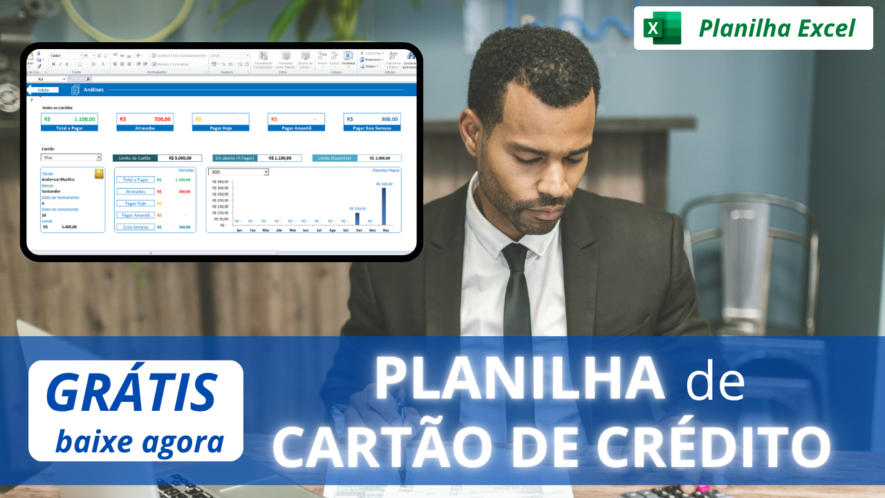 ✅[Grátis] Planilha de Cartão de Crédito Grátis Excel Compras Parceladas e Controle de Gastos