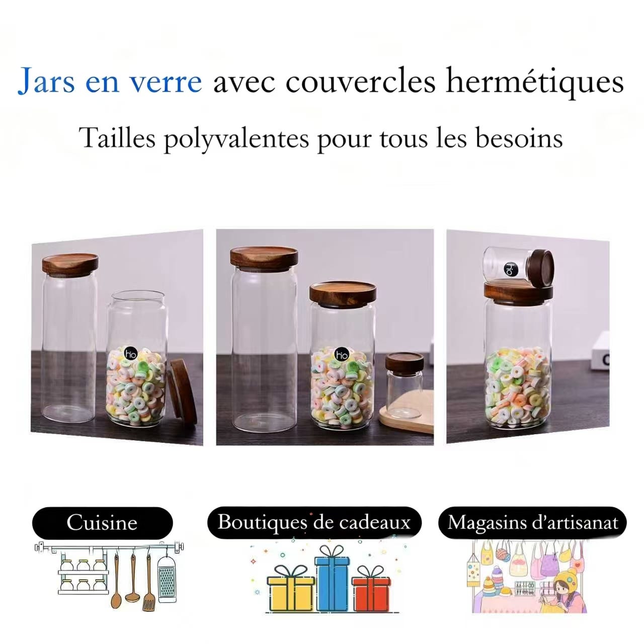 Bocaux en verre avec couvercles hermétiques