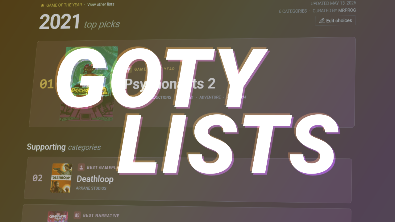 New Feature: GOTY Lists