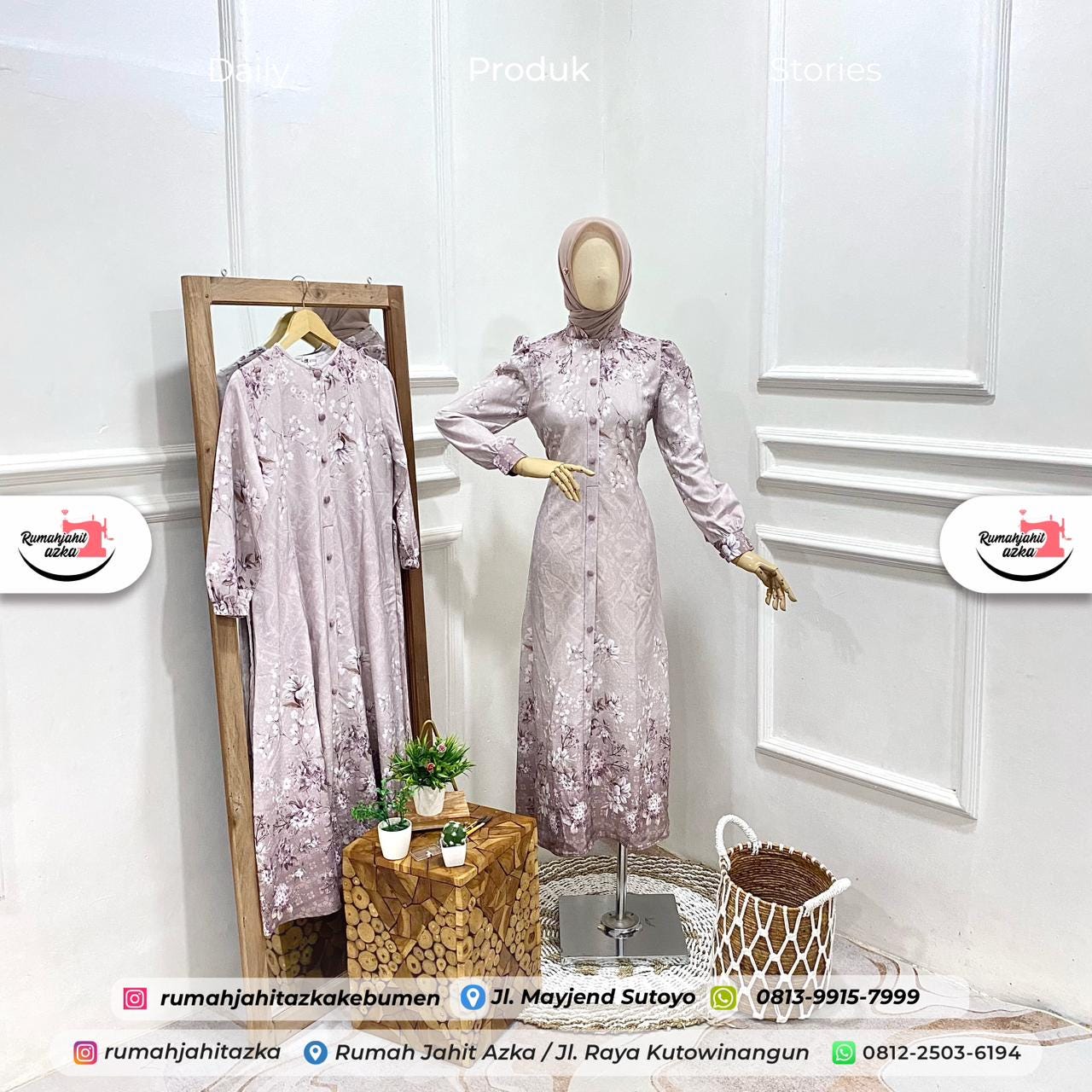 Gamis Motif Couple Premium Rumah Jahit Azka