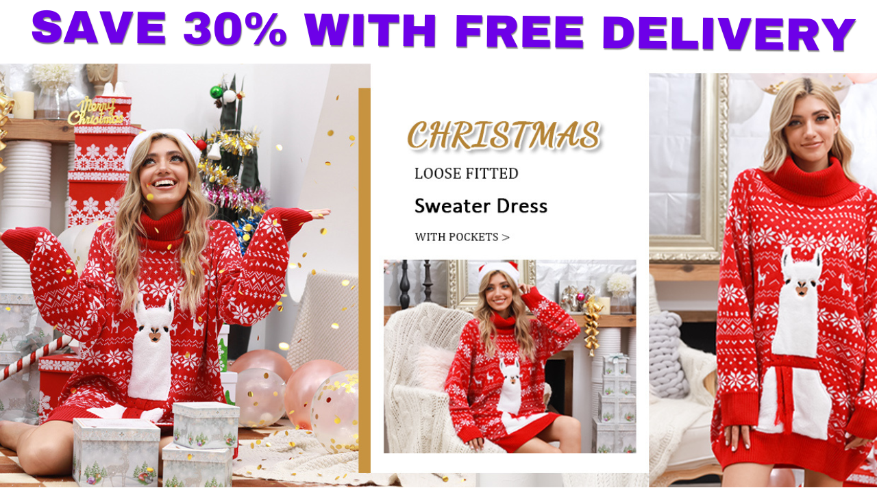 The Perfect Women’s Christmas Sweater Dress | Save 30% with Free Delivery