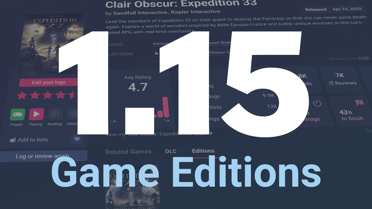 Game Editions | 1.15 Update