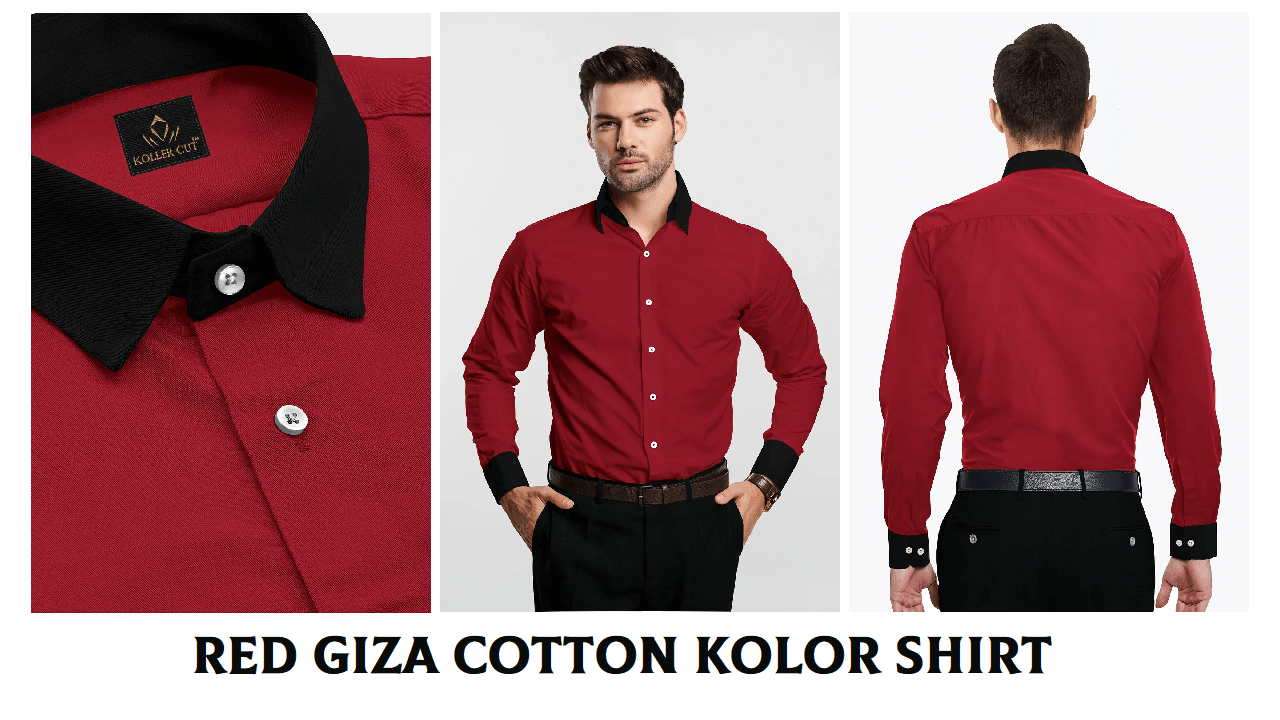Red Giza Cotton Kolor Shirt