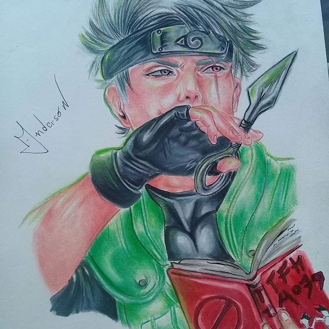 Desenho realista do kakashi