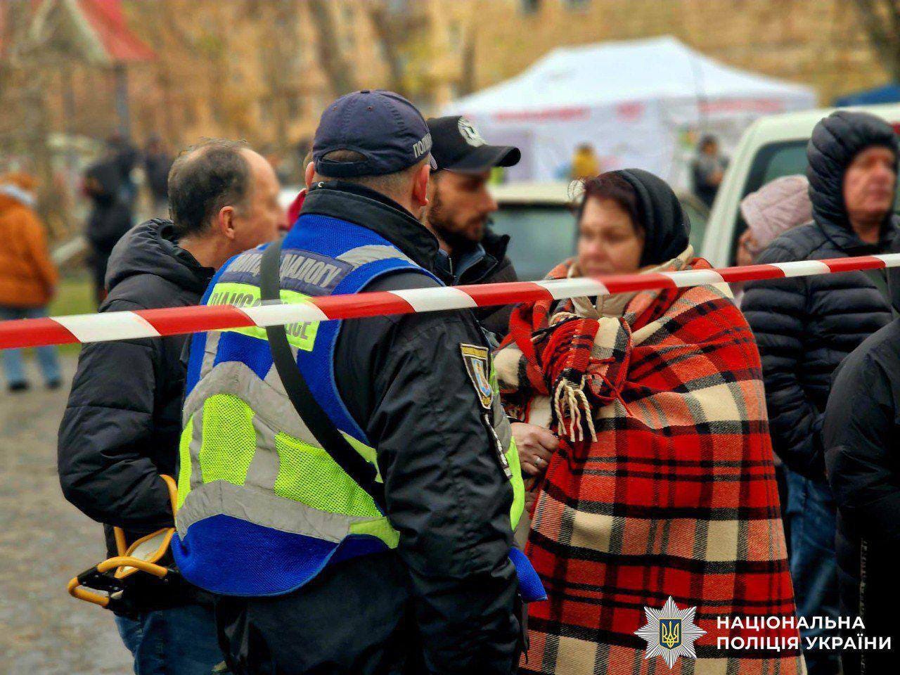 Description with the photos: Almost 300 rescuers and 500 police officers are involved in dealing with the aftermath of the missile and drone strike on Kyiv. We have been working non-stop since the first minutes of the attack. There are 22 locations in different areas of the capital — residential buildings, a hospital, a diplomatic mission, shops, and offices. The vast majority of strikes were on residential areas. Once again, the occupiers deliberately targeted civilians. Unfortunately, we have confirmation of four deaths among residents of a nine-story building in a residential area of the capital. Not all of the bodies have been recovered yet. There is also information about people who may be under the rubble. Rescuers are working very carefully, hoping to find survivors. About 30 people were injured, including two children and a pregnant woman. During the night, rescuers saved almost 70 people, evacuating them from stairwells and damaged apartments. Everyone who can help is working on site: fire and rescue and engineering teams, the Delta special unit of the State Emergency Service, police investigators, bomb disposal experts, psychologists, and dog handlers. There are police tents at each location where people can file a report, get advice, or receive support. Mobile units from the Ministry of Internal Affairs Service Center and the Migration Service are being deployed near the most damaged building in the Lisovy Massif to immediately restore people’s lost documents. Russia did not only strike the capital last night. About a dozen people were injured in the Kyiv region, including a 7-year-old child. Firefighting and emergency rescue operations also continued in the Odesa, Kharkiv, and Cherkasy regions. | Credit: https://t.me/dsns_telegram/52996?single