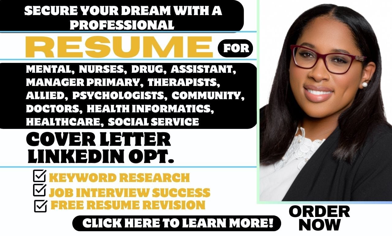 I will write professional resumes for healthcare, social, nursing, pharm, and medical