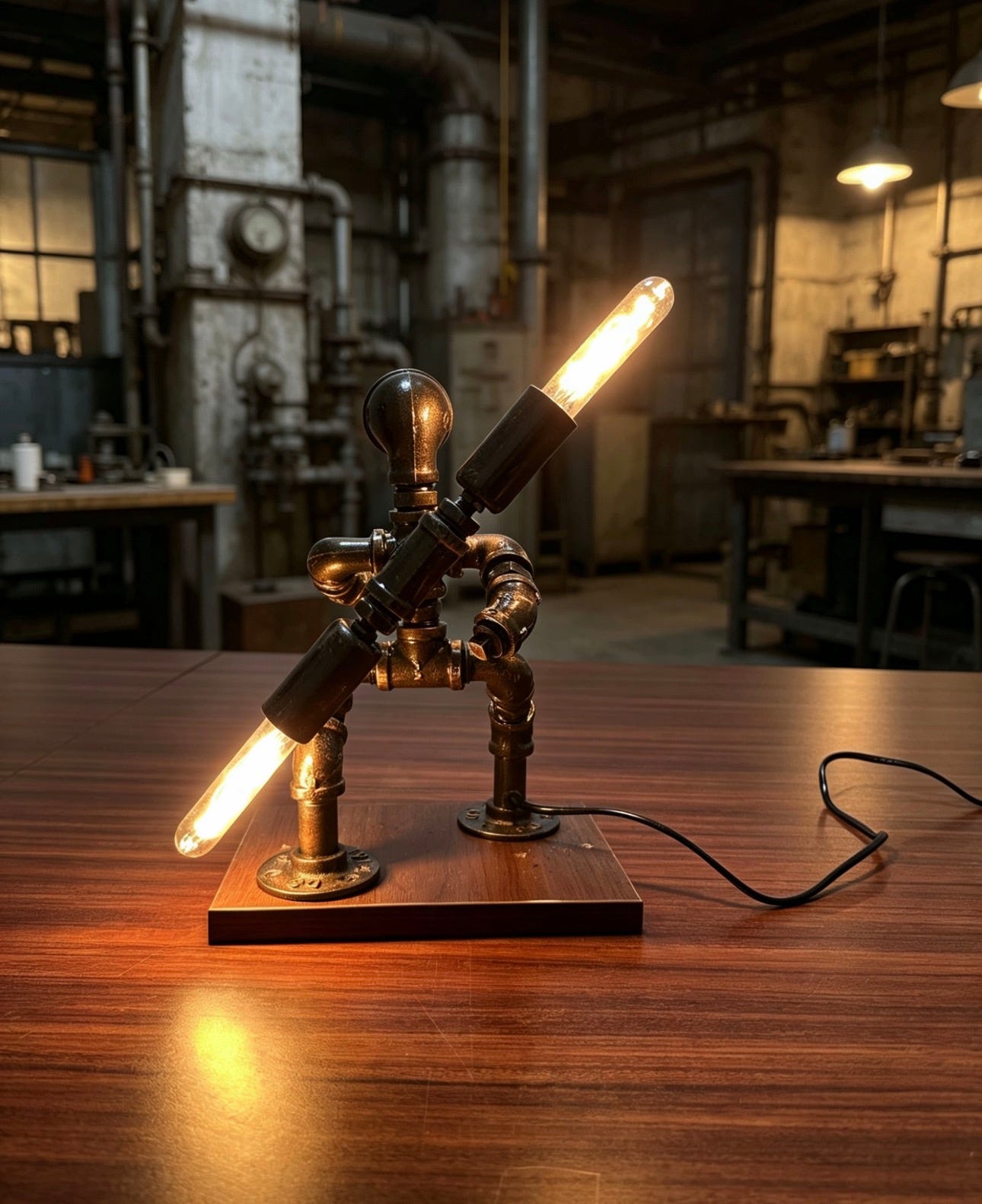 Steampunk Pipe Robot Lamp: The Coolest Industrial Lighting Piece You’ll Ever Own
