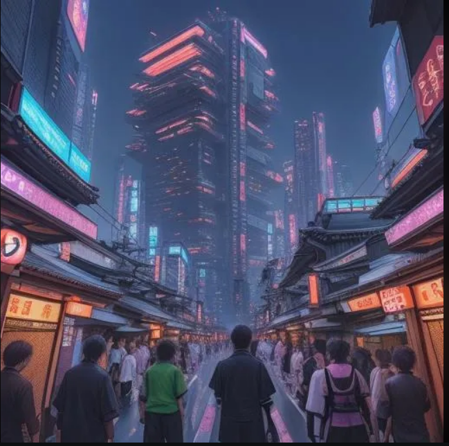 anime, cyberpunk, wallpaper, futuristic city, rain, Stable Diffusion