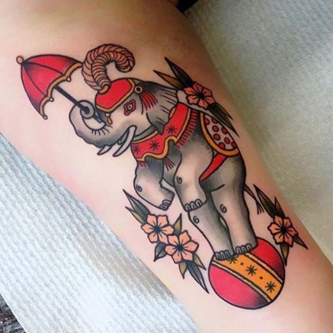 Traditional Elephant Tattoo