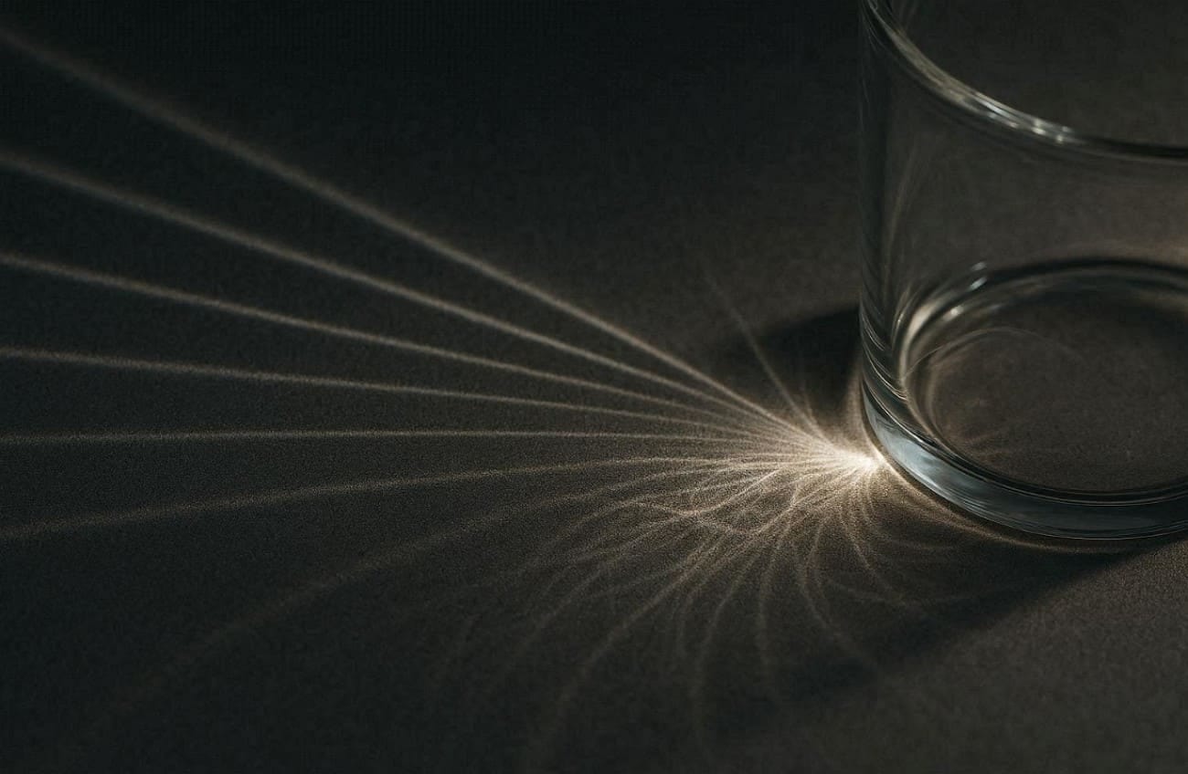 Path-traced glass caustics one of the hardest denoising targets. The caustic pattern (bright focused light on the floor) is created by rays that pass through the glass, refract, and focus. At 1spp, each pixel either catches a caustic ray (bright) or doesn’t (dark), creating an extremely noisy estimate of a sharp signal. Neural denoisers learn to recognize the statistical signature of these patterns and reconstruct their expected appearance. Image Credit: https://www.foxrenderfarm.com/share/what-is-caustic-in-optics/Resolution
